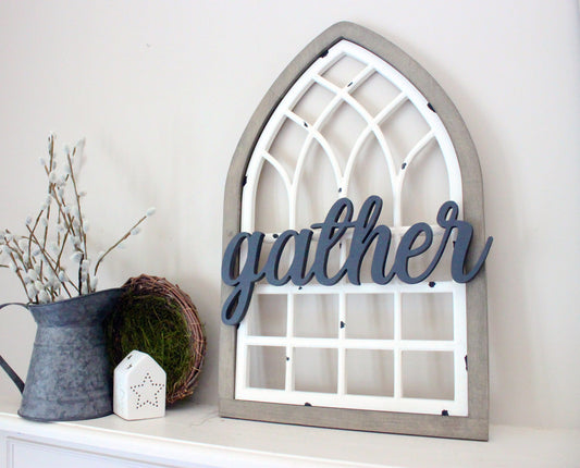 farmhouse window arch with word attached, 3 sizes